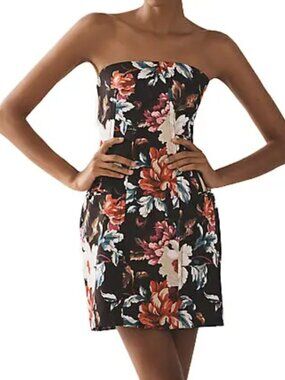 Anthropologie Multicolor Strapless Sculpted Mini Dress Size Medium